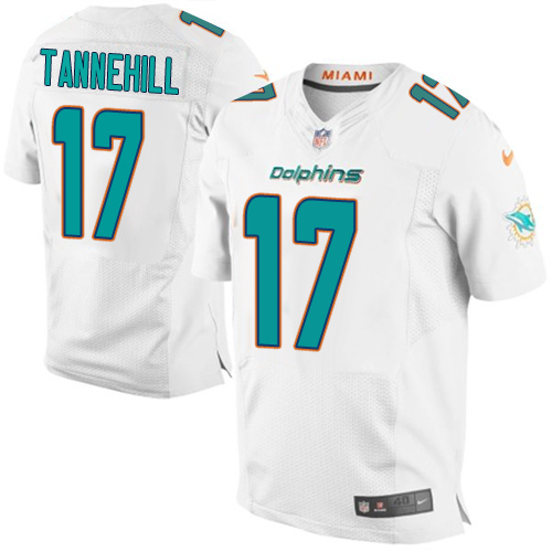 Men's Elite Ryan Tannehill Nike Jersey White Road - #17 NFL Miami Dolphins